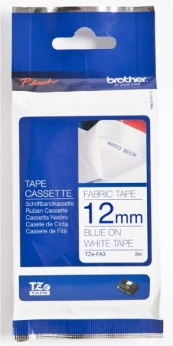 Druckerpatronen, Druckerzubehör Brother TZE-FA 3 Textilband Zum Aufbügeln Weiß/blau