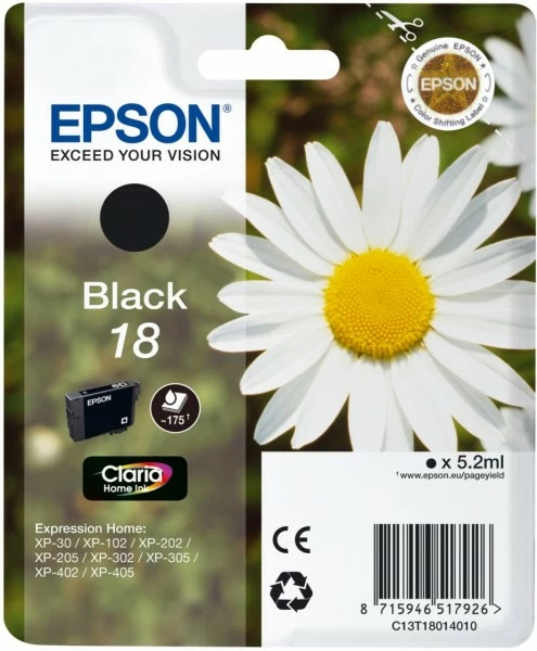 Druckerpatronen, Druckerzubehör Epson 18 Claria Home Tintenpatrone Schwarz 1 Druckerpatronen, Druckerzubehör Epson 18 Claria Home Tintenpatrone Schwarz