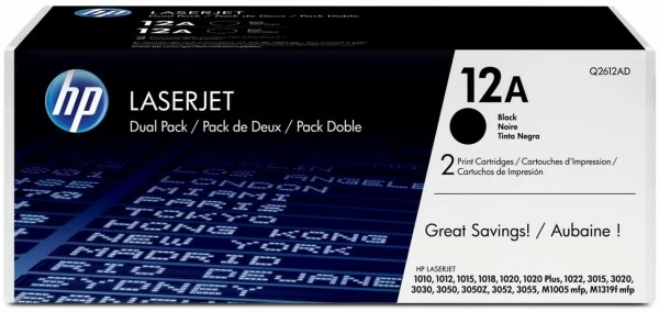Druckerpatronen, Druckerzubehör HP Q 2612 AD Toner Doppelpack Schwarz 1 Druckerpatronen, Druckerzubehör HP Q 2612 AD Toner Doppelpack Schwarz