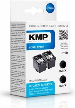 Druckerpatronen, Druckerzubehör KMP H75D Doppelpack (2x 600 Seiten.) Tintenpatrone Ersetzt HP 301XL (CH563EE) Schwarz
