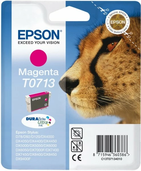 Druckerpatronen, Druckerzubehör Epson T 0713 Tinte DURABrite Ultra Magenta 1 Druckerpatronen, Druckerzubehör Epson T 0713 Tinte DURABrite Ultra Magenta