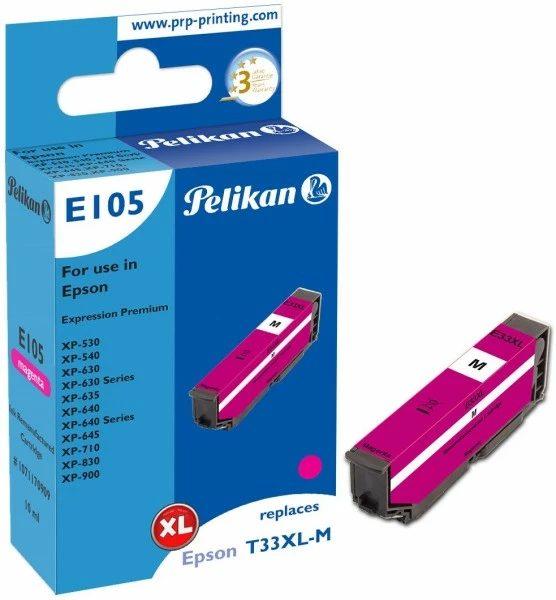 Druckerpatronen, Druckerzubehör Pelikan E105 Tintenpatrone Ersetzt Epson T33XL M Magenta 1 Druckerpatronen, Druckerzubehör Pelikan E105 Tintenpatrone Ersetzt Epson T33XL M Magenta