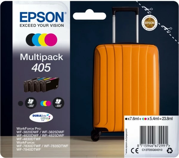 Druckerpatronen, Druckerzubehör Epson 405 DURABrite Ultra Tinten-Multipack 4-farbig 1 Druckerpatronen, Druckerzubehör Epson 405 DURABrite Ultra Tinten-Multipack 4-farbig