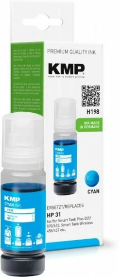 Druckerpatronen, Druckerzubehör KMP H198 Nachfülltinte Ersetzt HP 31 Cyan