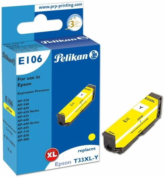Druckerpatronen, Druckerzubehör Pelikan E106 Tintenpatrone Ersetzt Epson T33XL Y Gelb 1 Druckerpatronen, Druckerzubehör Pelikan E106 Tintenpatrone Ersetzt Epson T33XL Y Gelb