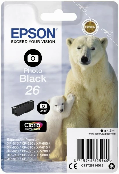 Druckerpatronen, Druckerzubehör Epson 26 Claria Premium Tintenpatrone Photo Black 1 Druckerpatronen, Druckerzubehör Epson 26 Claria Premium Tintenpatrone Photo Black